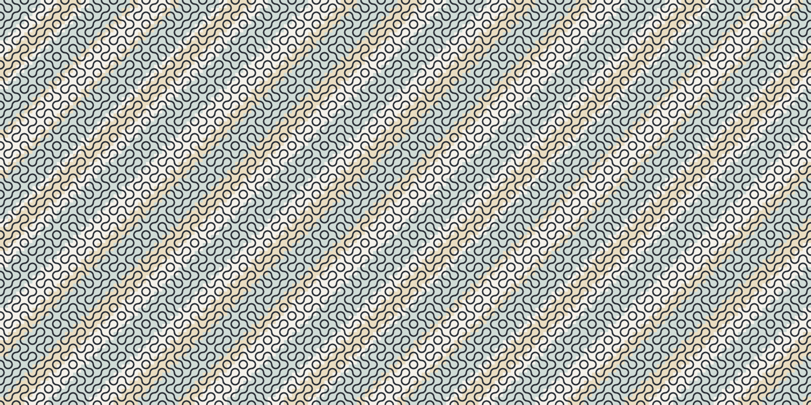 Те же три слоя с подкраской: ячейки 7×7 песочные, 11×11 серо-зелёные — проступают диагональные полосы двух ширин