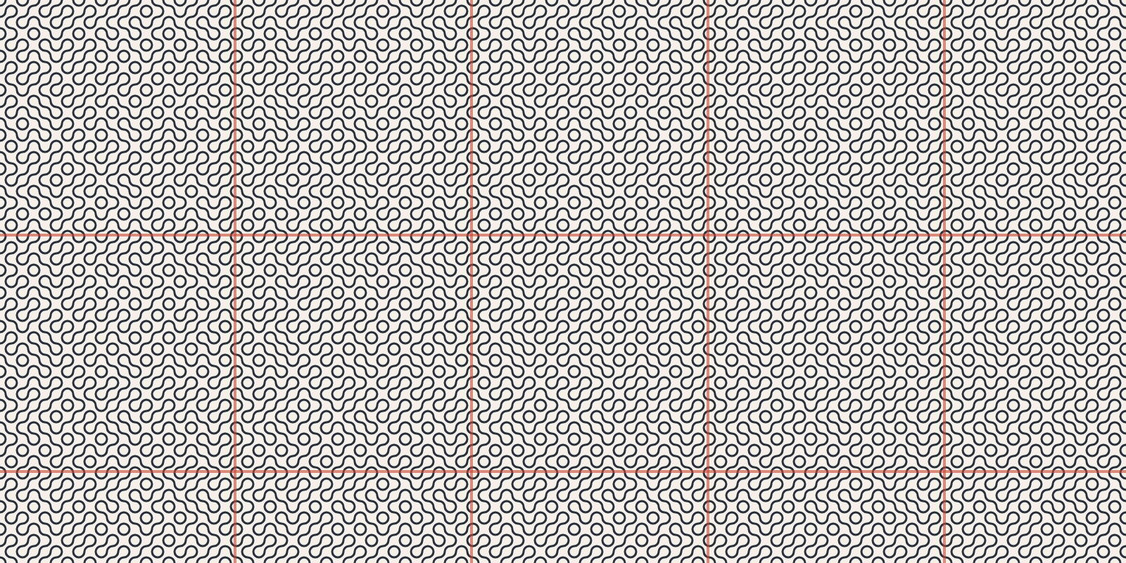 Плитка 7×7 поверх плитки 3×3. Пунктир — через каждые 21 ячейку, там, где обе плитки начинаются заново одновременно